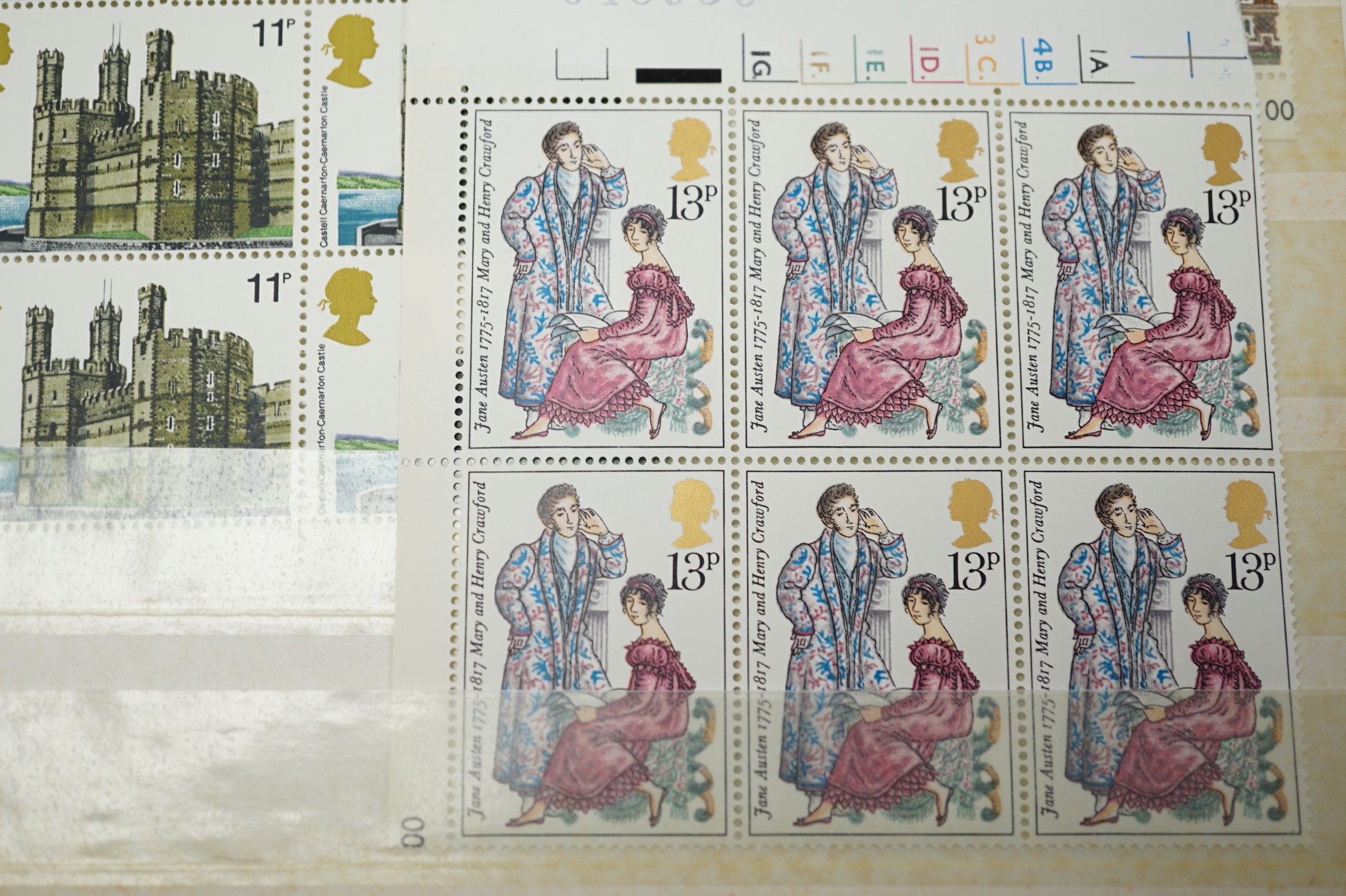 A box of Great Britain decimal mint presentation packs, FD covers, plus Channel Islands, Isle of Man in three albums, old approval books and loose